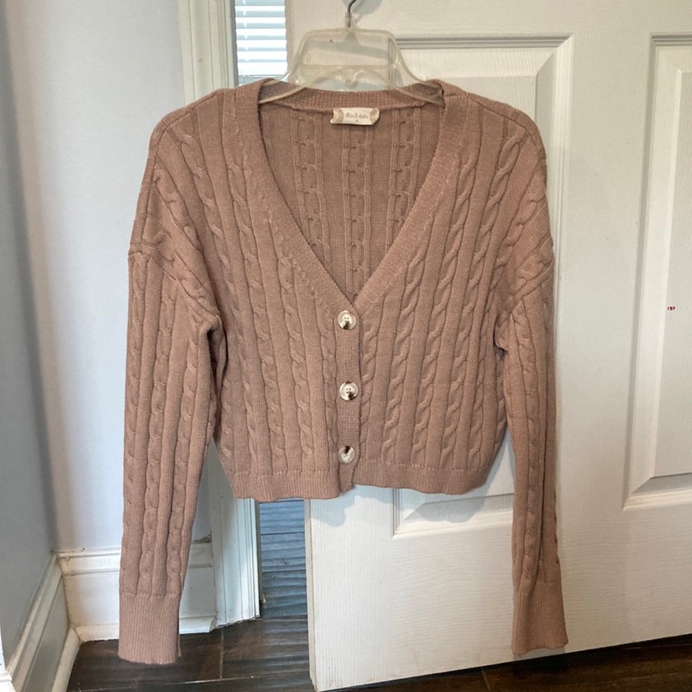 Altar’s State cropped tan cardigan